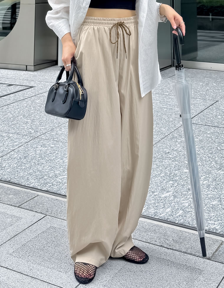 撥水加工パラコードバレルレッグパンツ