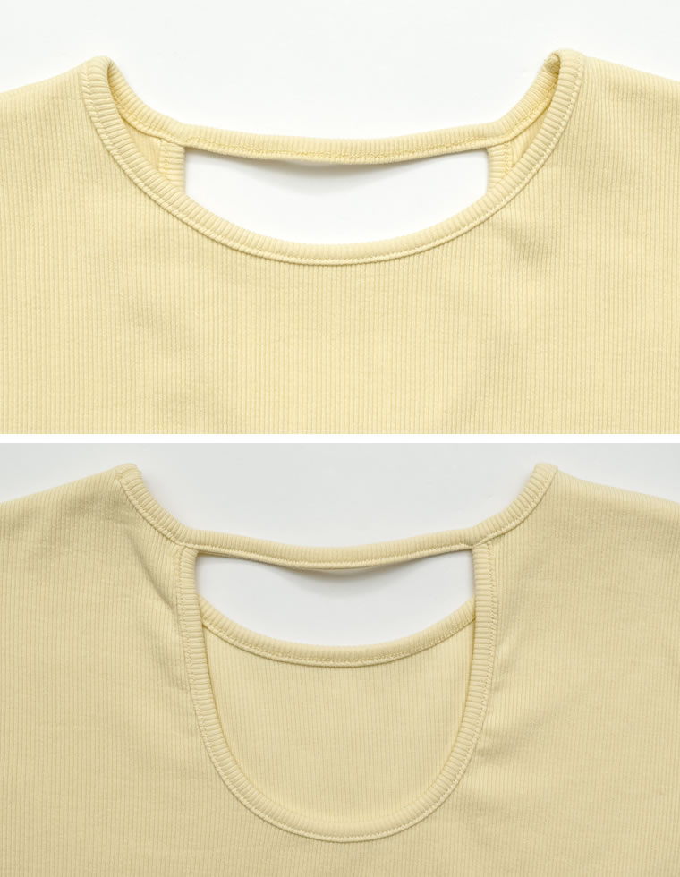 リブカットソーバックオープントップス