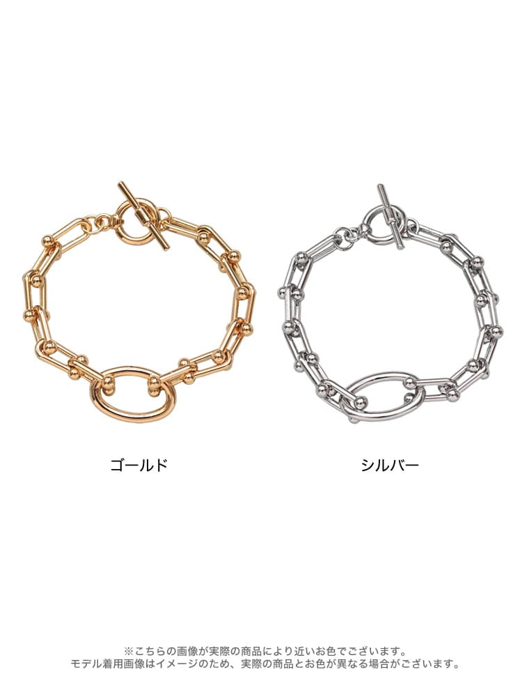 オーバルモチーフチェーンブレスレット[mb]