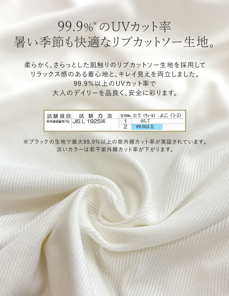 リブカットソードレープ半袖トップス