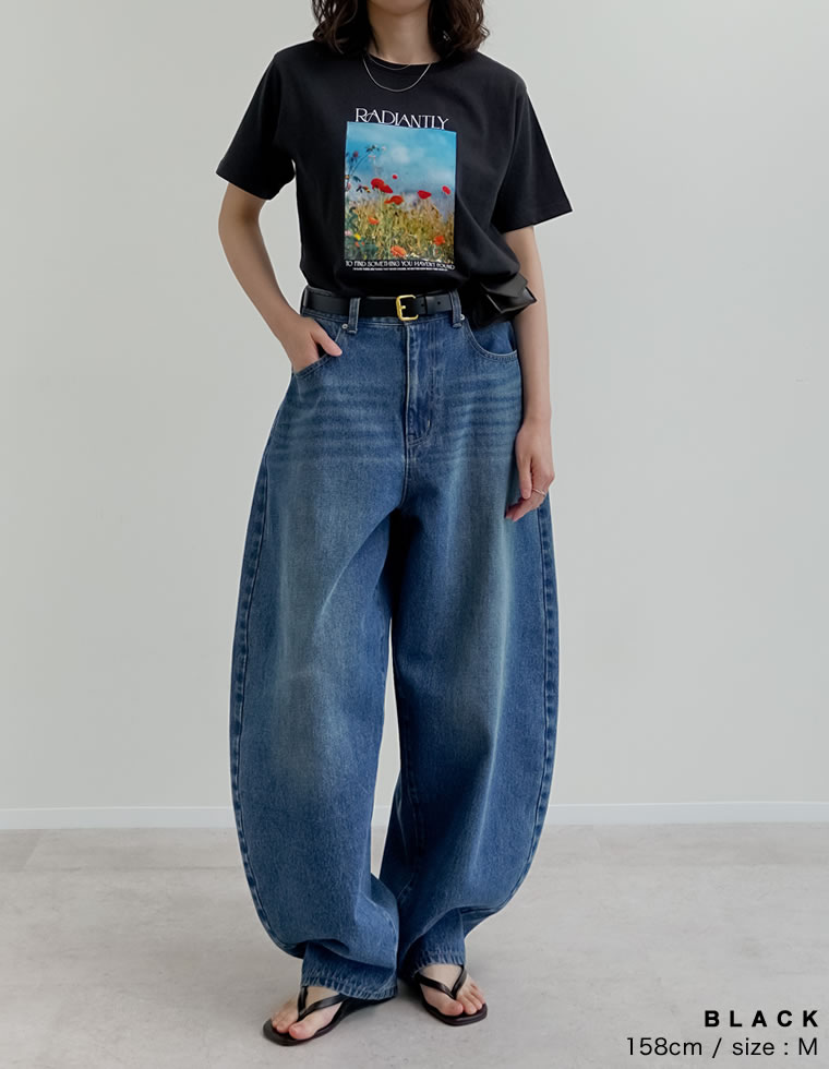 フラワーフォトプリントTシャツ