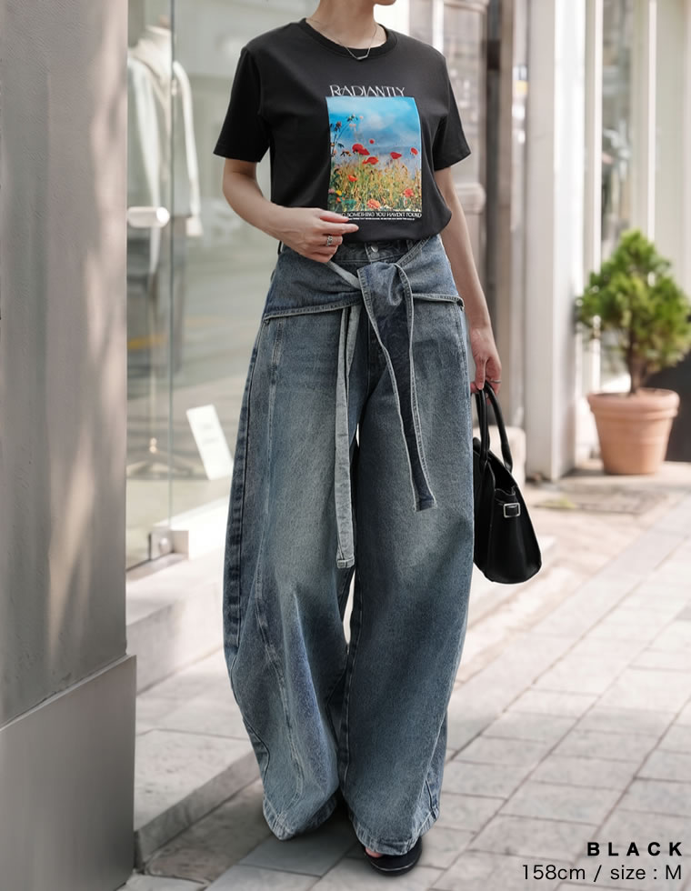 フラワーフォトプリントTシャツ