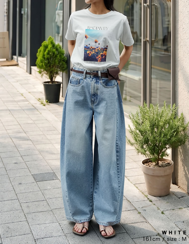 フラワーフォトプリントTシャツ