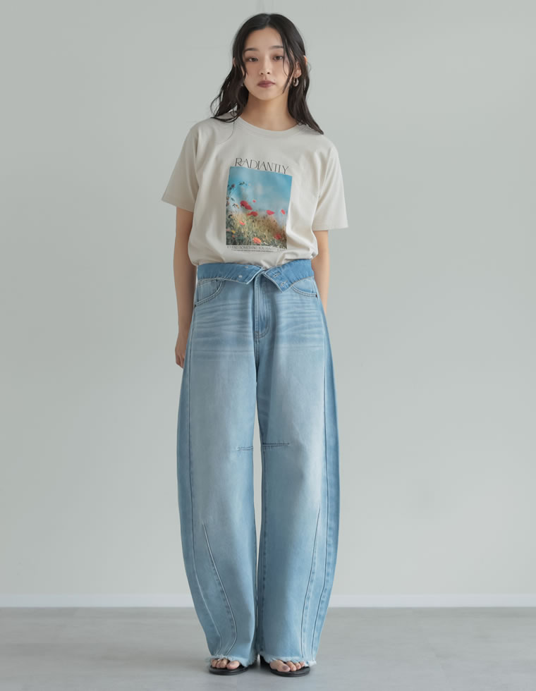 フラワーフォトプリントTシャツ