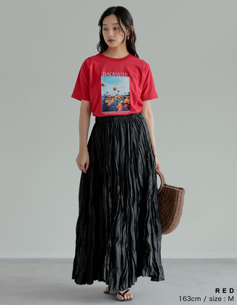 フラワーフォトプリントTシャツ