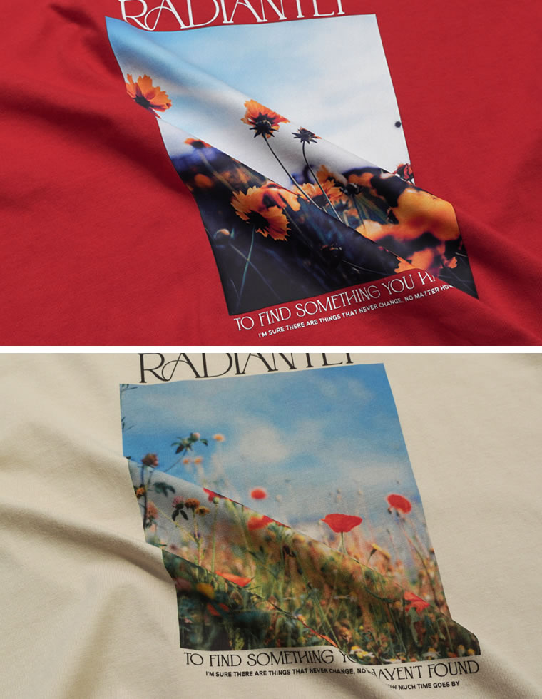 フラワーフォトプリントTシャツ