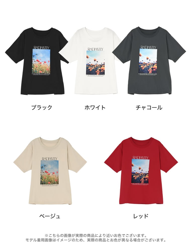 フラワーフォトプリントTシャツ