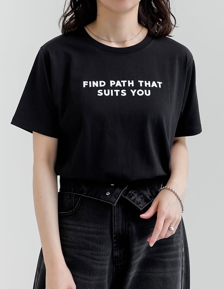 プレーティング天竺スローガンTシャツ
