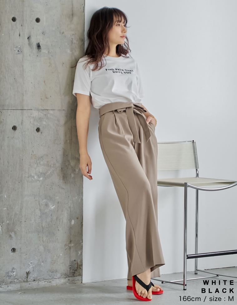 プレーティング天竺スローガンTシャツ