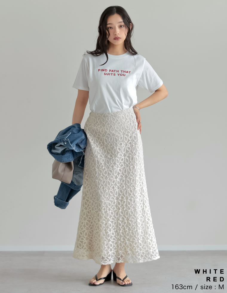 プレーティング天竺スローガンTシャツ