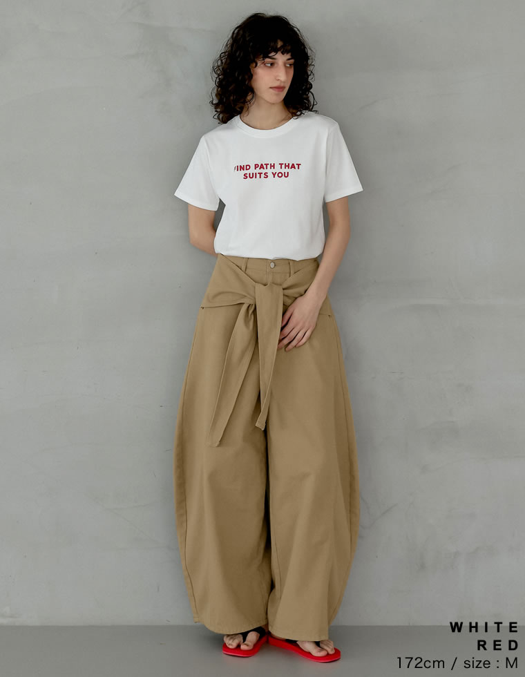 プレーティング天竺スローガンTシャツ