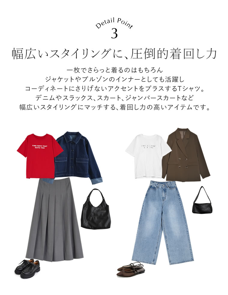 プレーティング天竺スローガンTシャツ