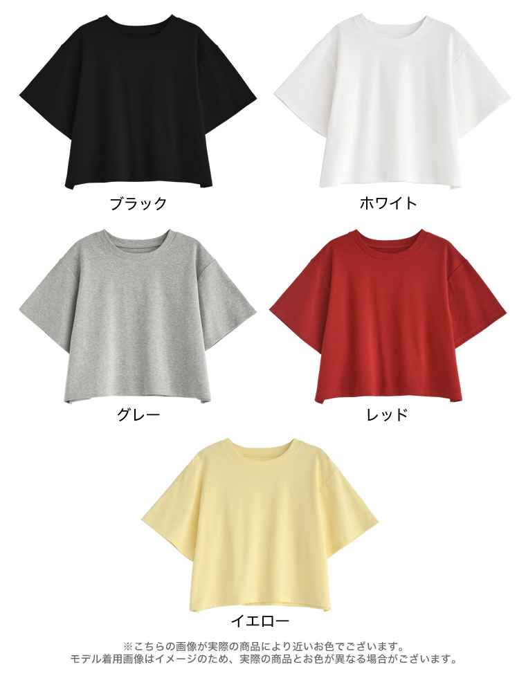 セミクロップド半袖Tシャツ