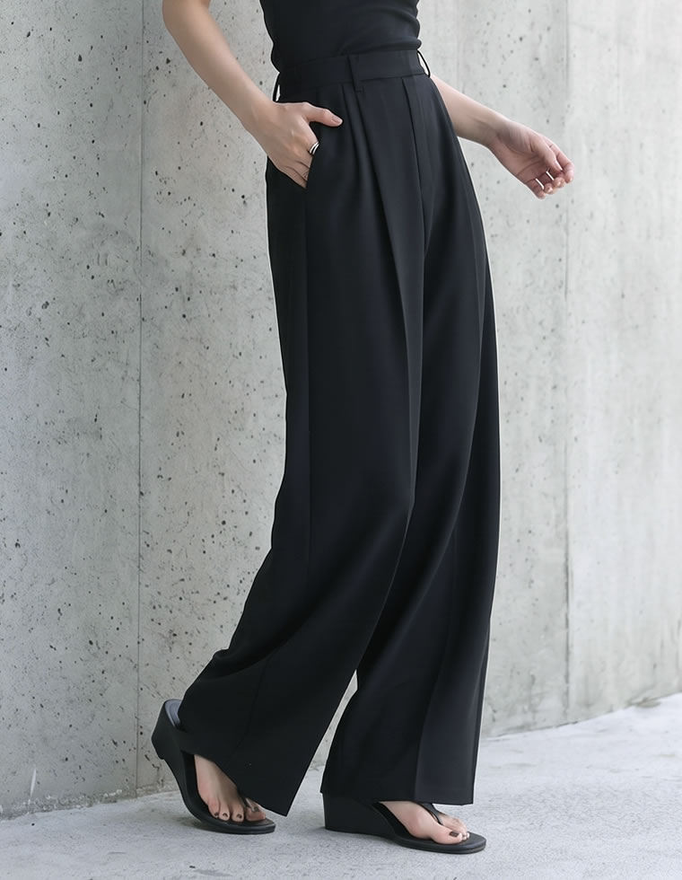 カットジョーゼットストレートパンツ