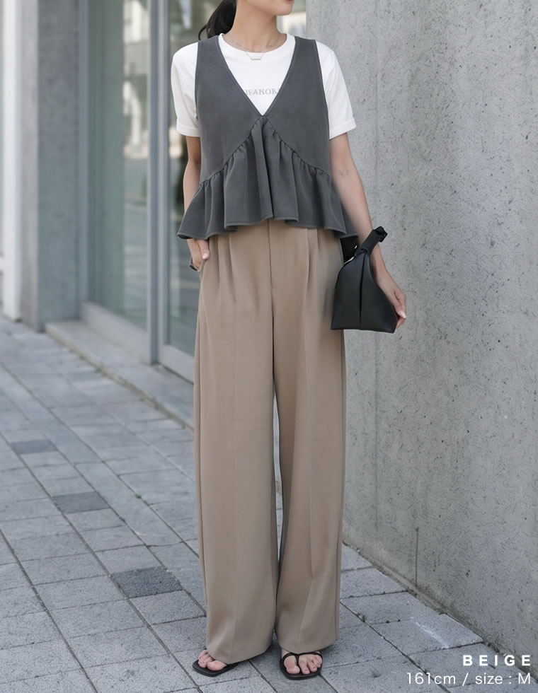 カットジョーゼットストレートパンツ