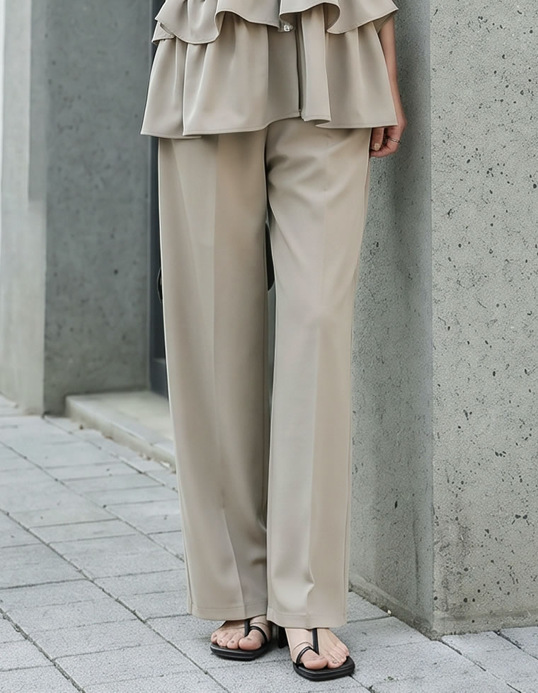 カットジョーゼットストレートパンツ