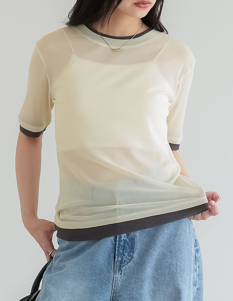 パワーメッシュレイヤード風トップス