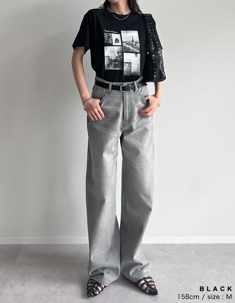 シーンナリーフォトプリントTシャツ