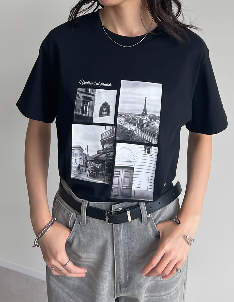 シーンナリーフォトプリントTシャツ