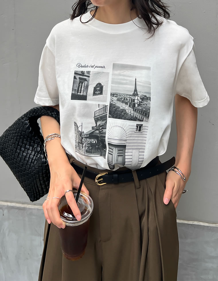 シーンナリーフォトプリントTシャツ