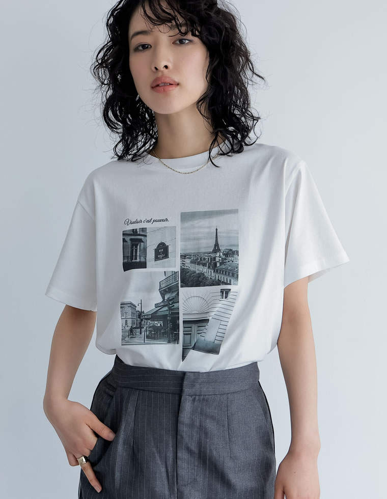 シーンナリーフォトプリントTシャツ