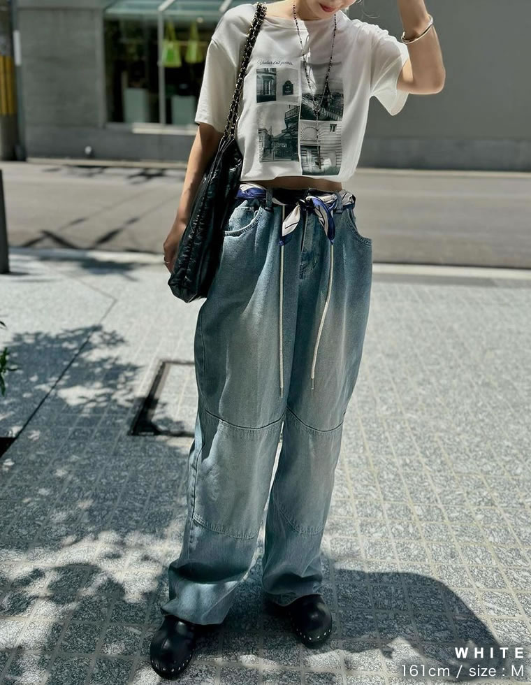 シーンナリーフォトプリントTシャツ