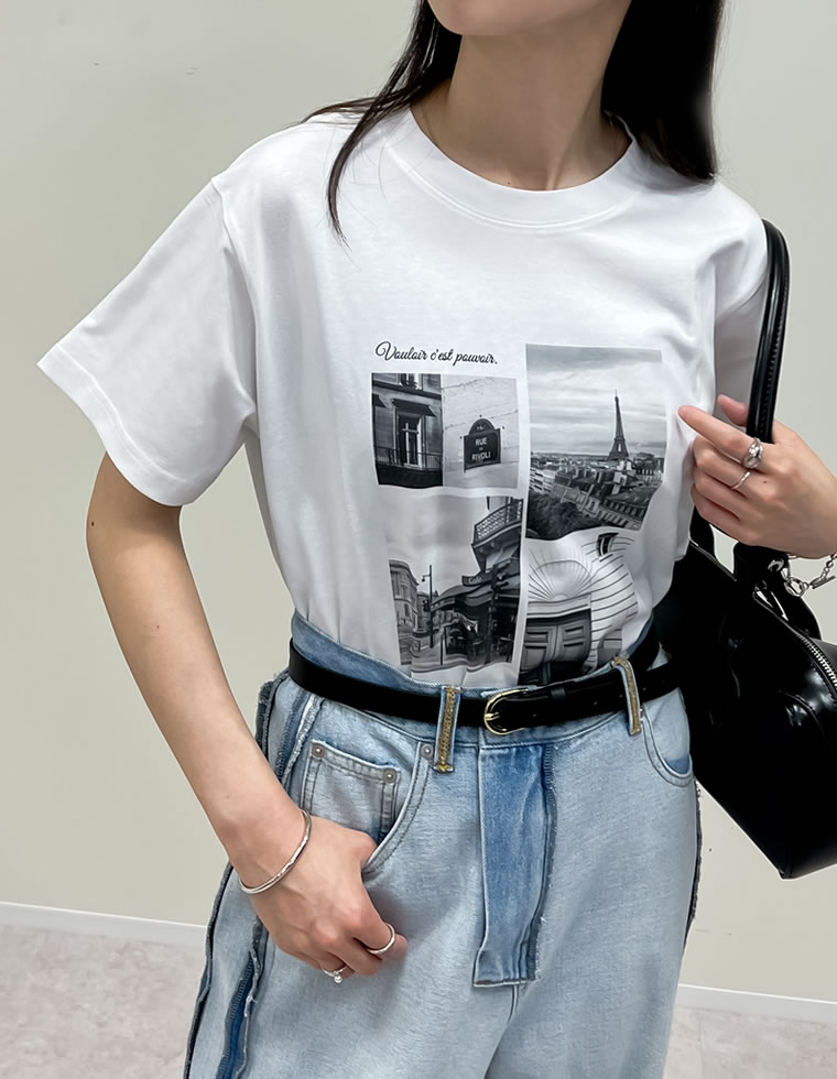 シーンナリーフォトプリントTシャツ