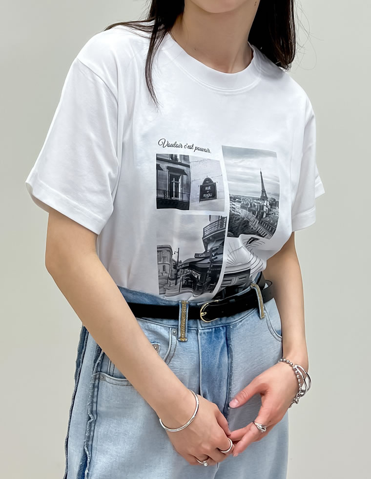 シーンナリーフォトプリントTシャツ