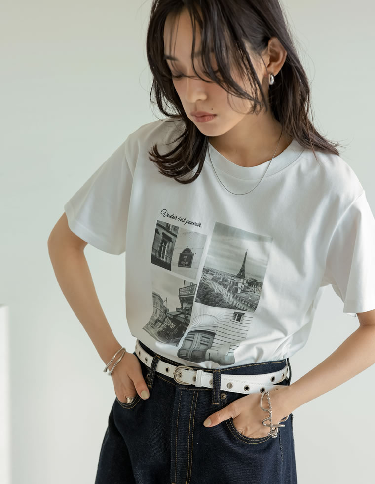 シーンナリーフォトプリントTシャツ