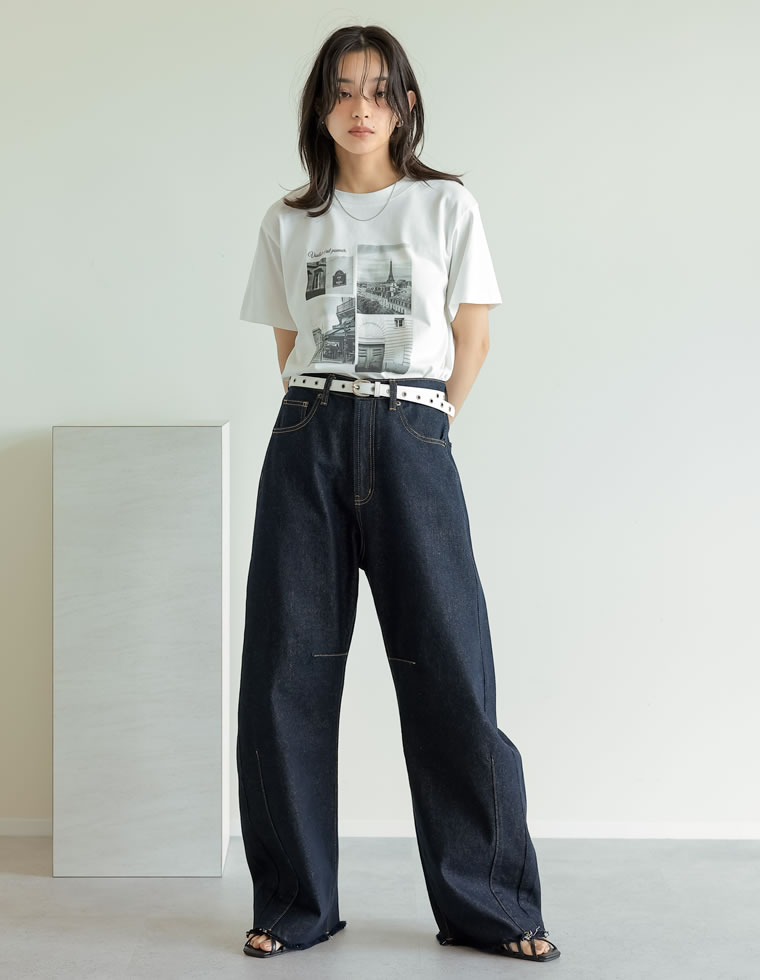 シーンナリーフォトプリントTシャツ