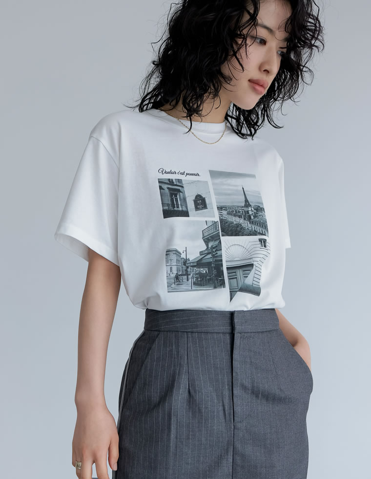 シーンナリーフォトプリントTシャツ