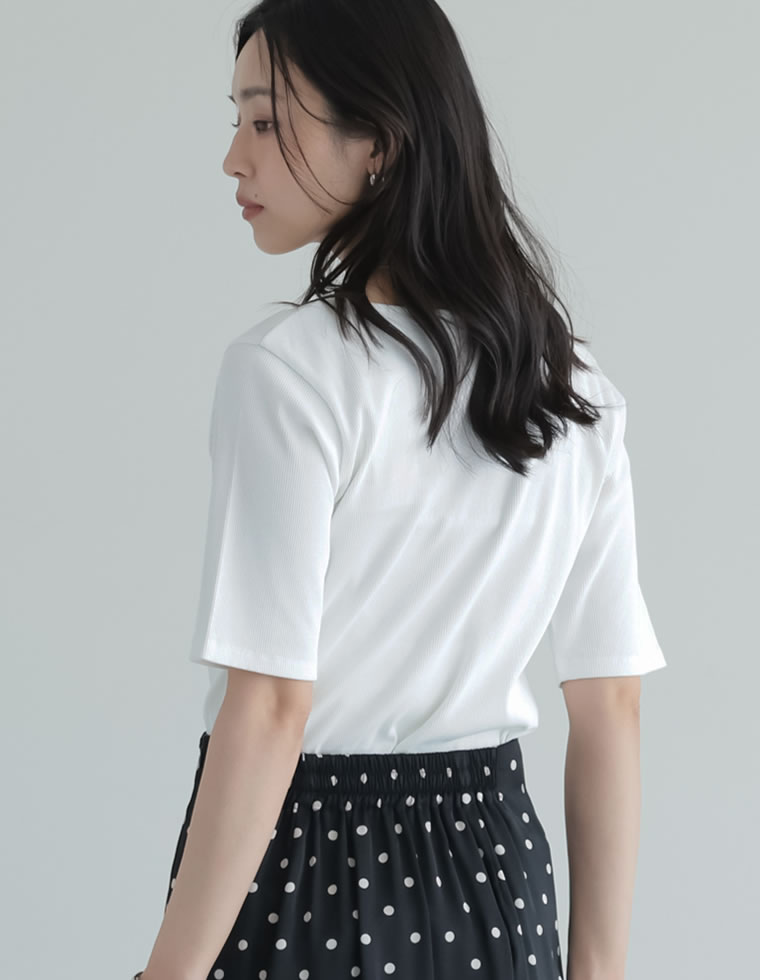 選べるネックリブカットソー半袖Tシャツ
