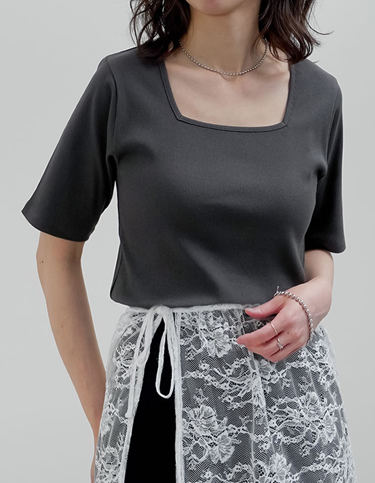 選べるネックリブカットソー半袖Tシャツ
