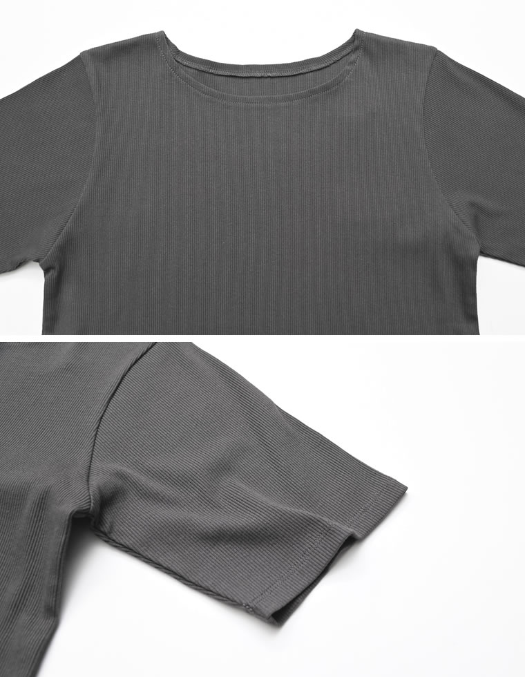 選べるネックリブカットソー半袖Tシャツ