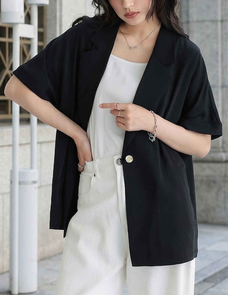 ジョーゼットオーバーサイズ半袖ジャケット