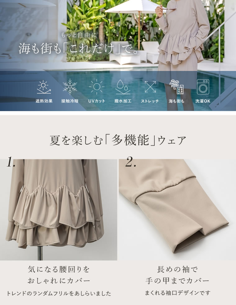 ペプラムフリルヘムトップス