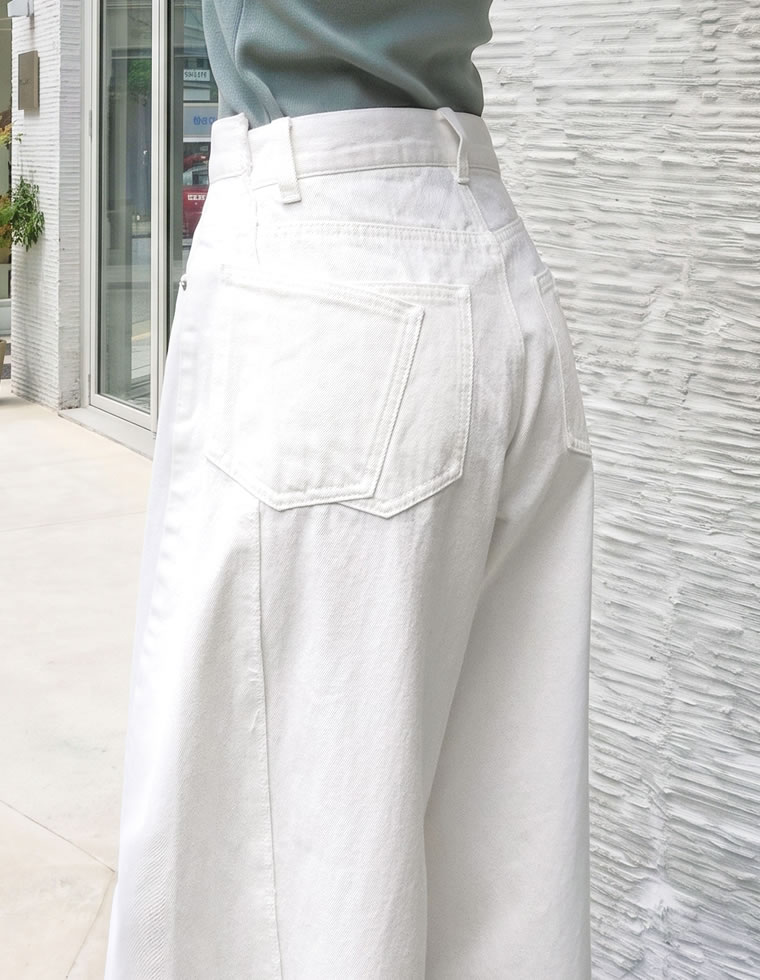 サイドフリンジワイドデニムパンツ