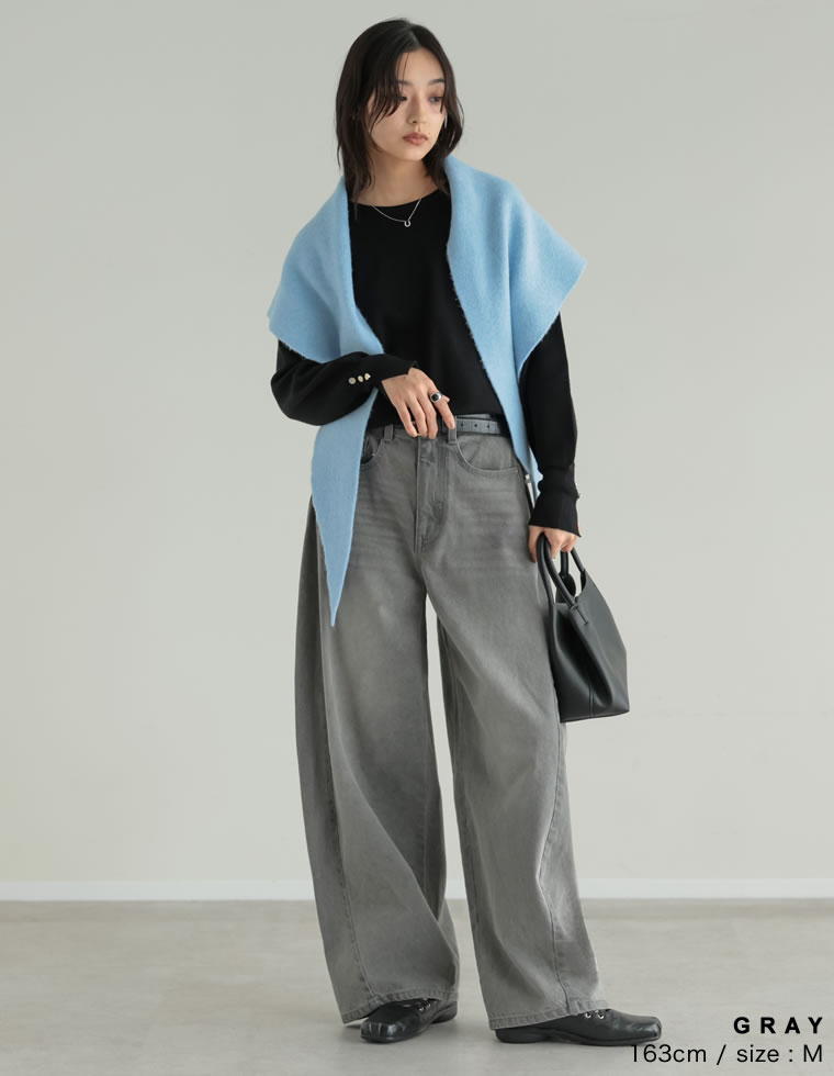 【10月26日再入荷予定】サイドフリンジワイドデニムパンツ