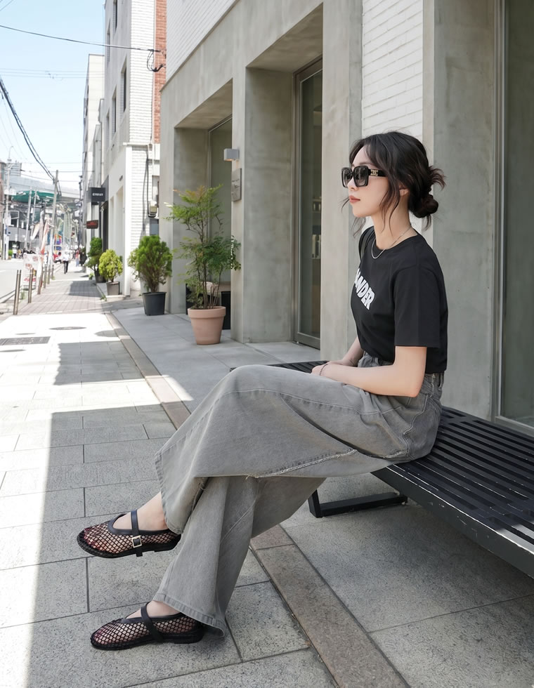 サイドフリンジワイドデニムパンツ