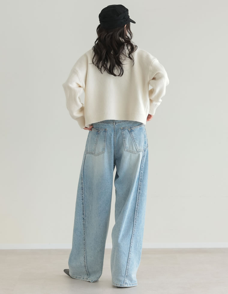 【10月26日再入荷予定】サイドフリンジワイドデニムパンツ