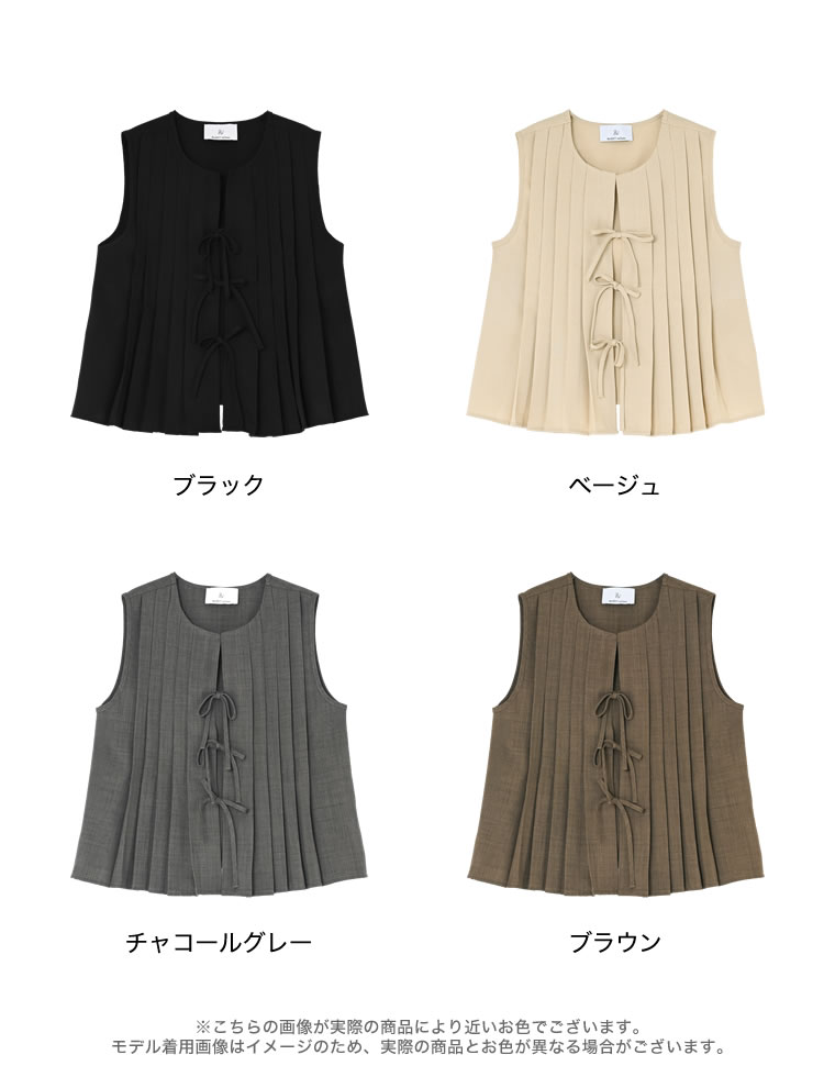 リネンライクプリーツタックノースリーブ