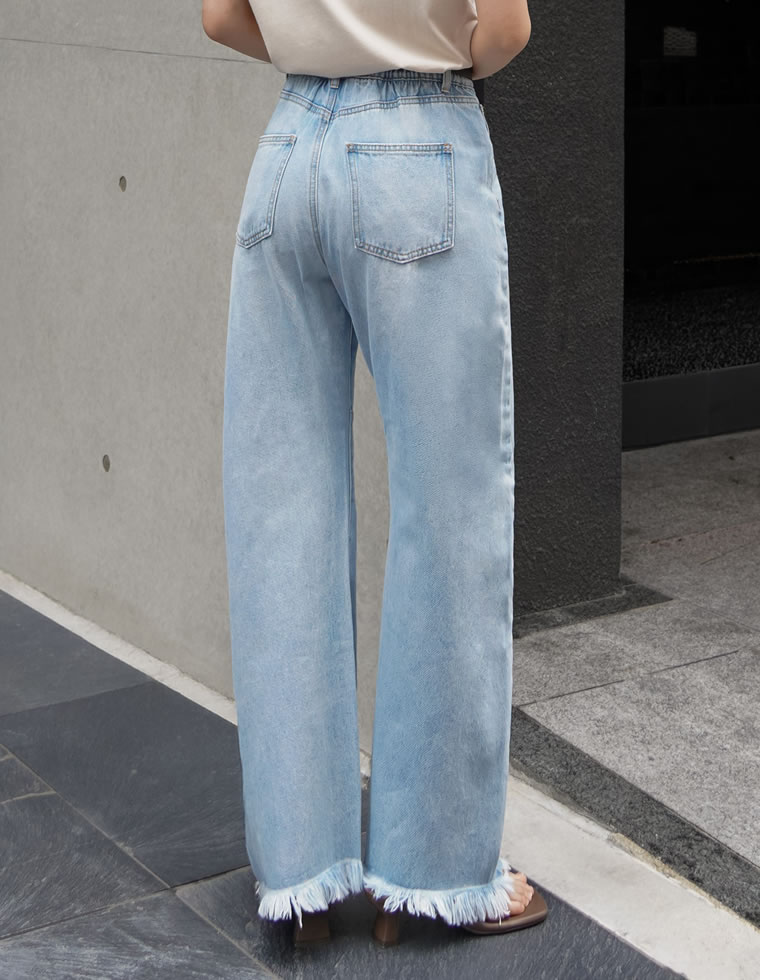 ウエストシェイプバレルレッグデニムパンツ