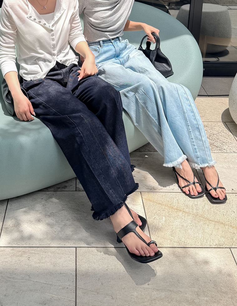 ウエストシェイプバレルレッグデニムパンツ
