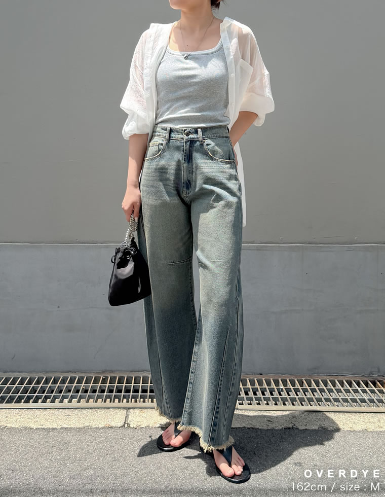 ウエストシェイプバレルレッグデニムパンツ