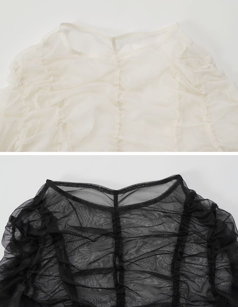 チュールシャーリングシアートップス