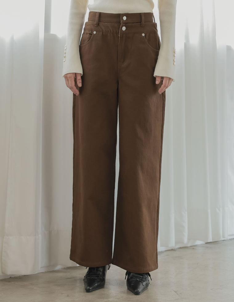 ダブルウエストワイドストレートデニム