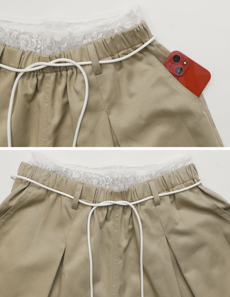 ウエストレースドッキングタックパンツ