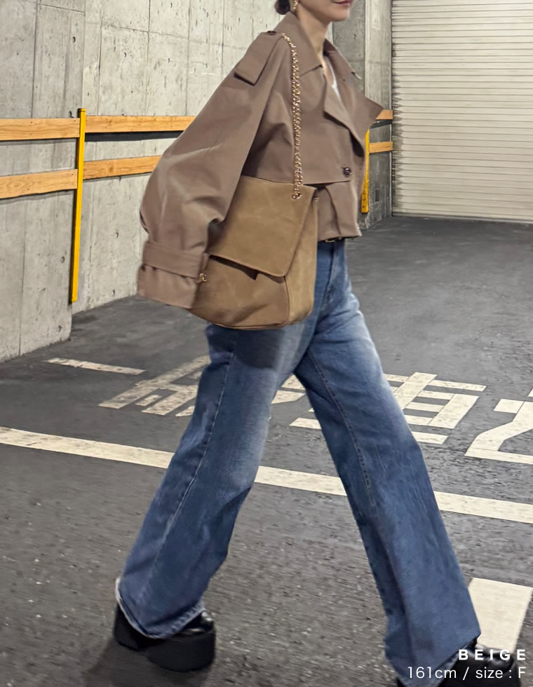 ビッグラペルショートトレンチブルゾン