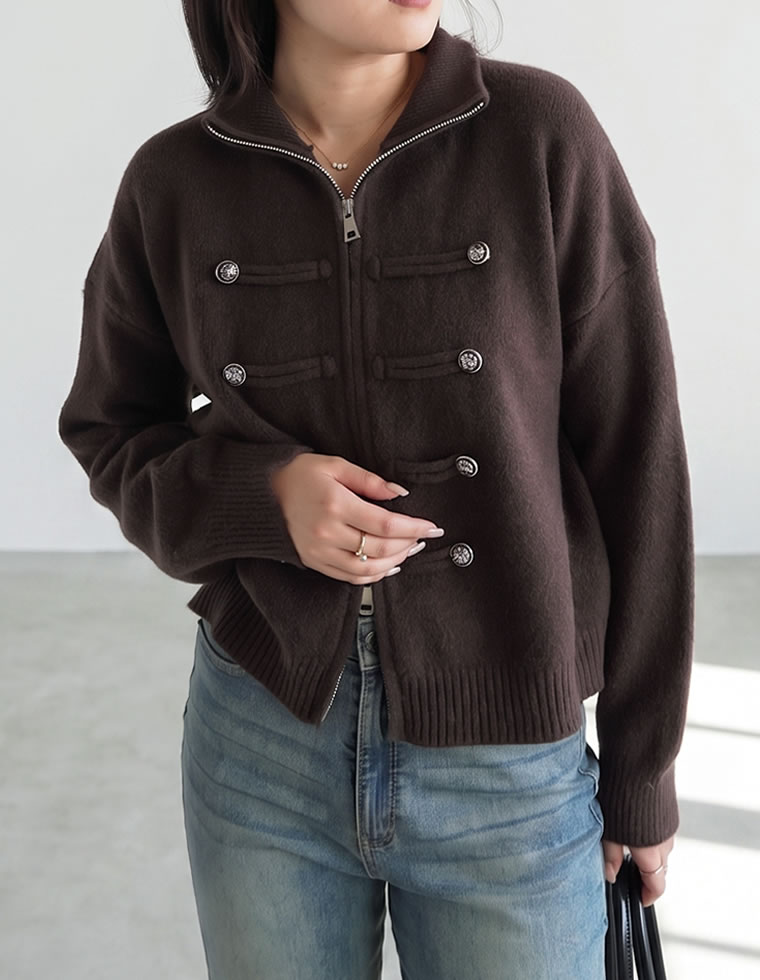 ナポレオンデザインジップニットブルゾン