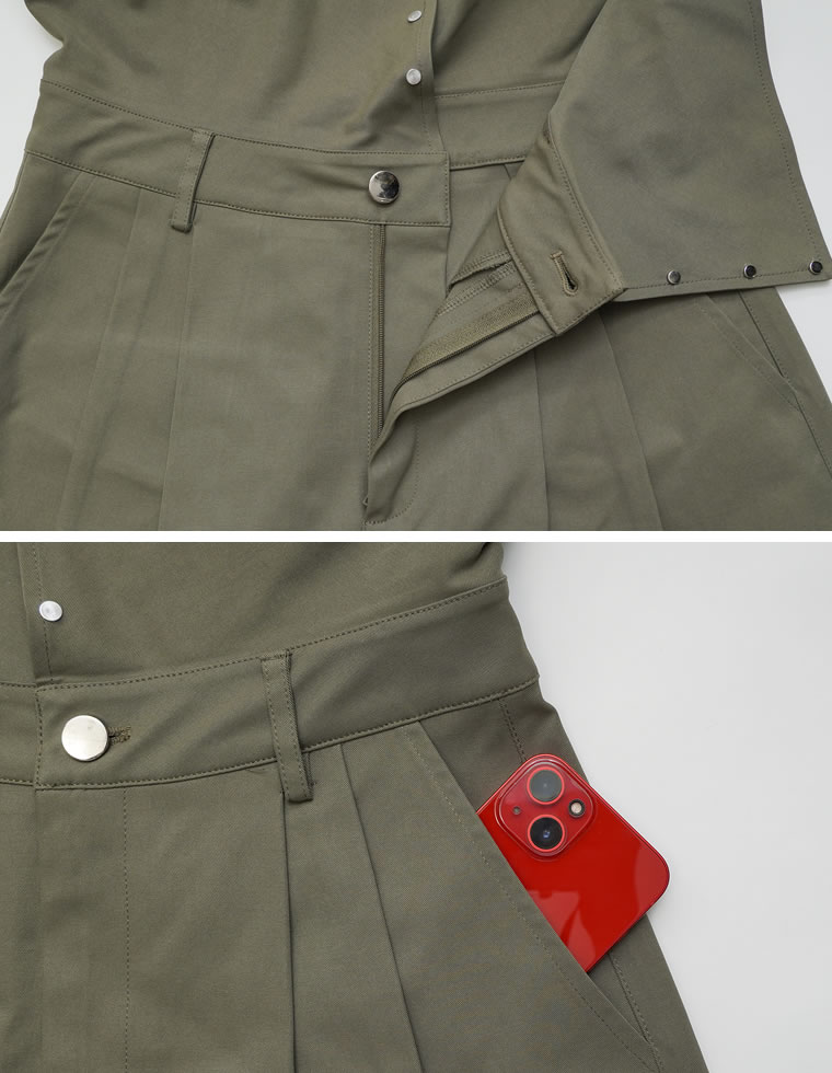 ウエスト折り返しワイドレッグパンツ